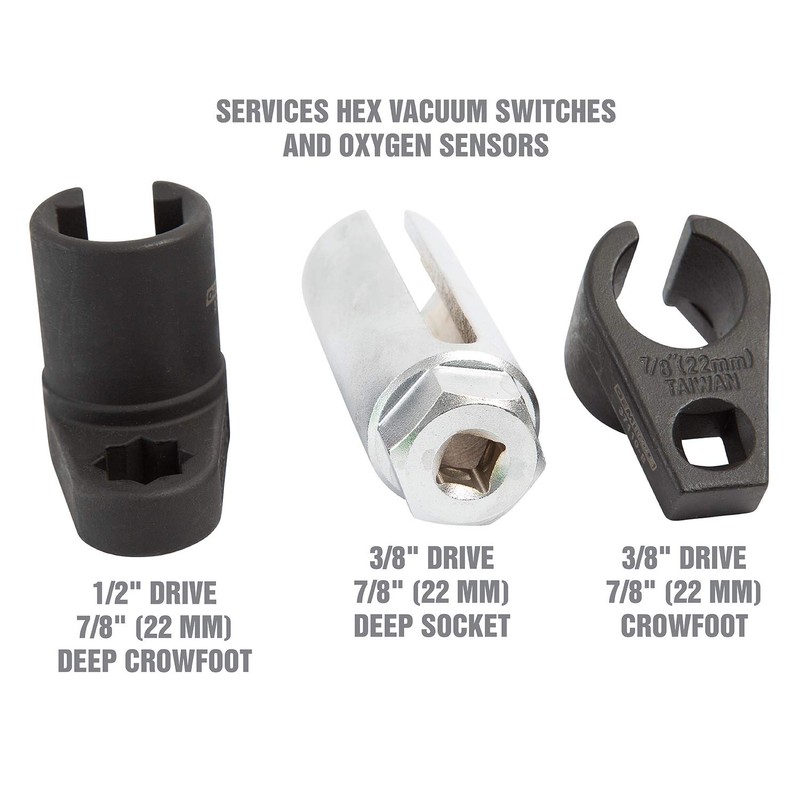 OEMTOOLS 37110 Oxygen Sensor Socket Set, 3 Piece, 3/8 Inch