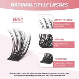 Think Show Imitation Mink Individual Wispy Natural Look Eye Volume Fluffy Lash Clusters DIY False Eyelash Extensions Spikes Kit 8-16mm (W51)