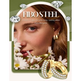 14K Gold Plated Chunky Hoop Earrings for Women Non Tarnish - Hypoallergenic Gold Hoops for Sensitive Ears Flat Back Huggie Hoop Earring Stacks 4Pairs Chunky