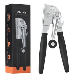 Manual Can Opener with Soft Handles,Jar and Bottle Opener, Ergonomic Easy-Turn Crank for Seniors, Restaurant & Home