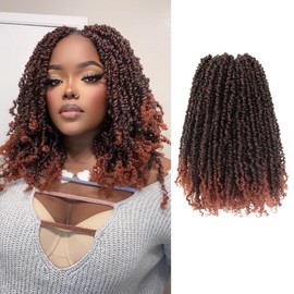 Osuntress 14 inch Yanky Twist Crochet Hair 10 Packs, Pre-looped Short Mini Spring Twists Micro Yankee Passion Braids （200 Strands, Ombre Ginger Red)