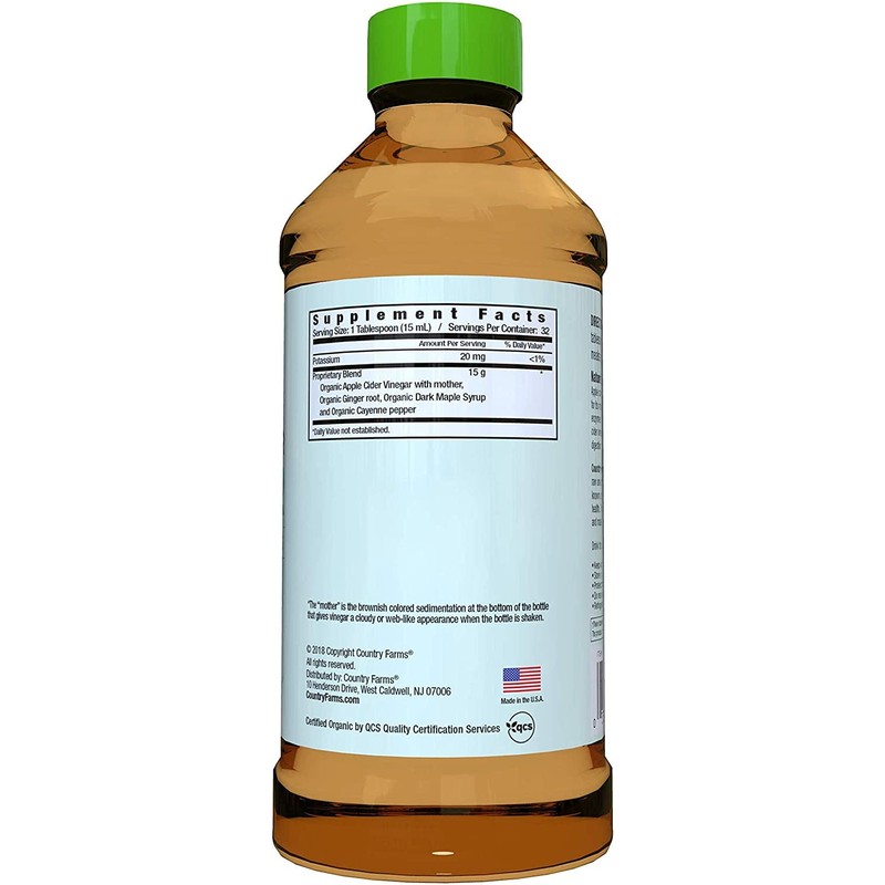 Country Farms Organic Apple Cider Vinegar With Ginger, Cayenne &