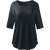 Lands' End Women Supima Micro Modal Elbow Sleeve Balletneck Curved