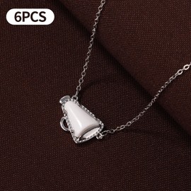 Mikovivi 6pcs Cheer Necklace, Cheerleader Gifts Cheerleading Necklace for Women Cheer Leader Team Gifts Pendant Charm Jewelry Accessories Stuff for Women Mom Presents (Silver)
