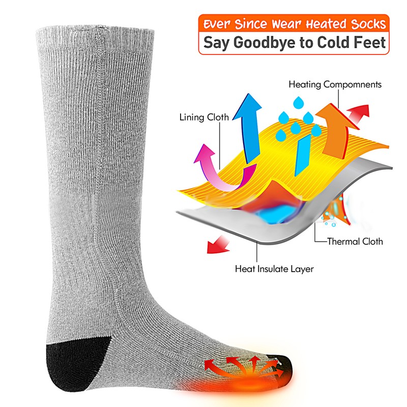 Rechargeable Washable Warm Adjustable Temperature Electric Heating SocksEU Plug 100-240V