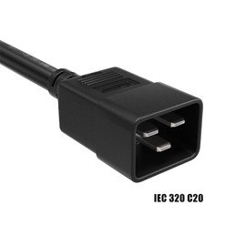 CableLeader 4ft IEC320 C20 to C13 Power Cord, 14AWG, 15A/250V, SJT, Power Extension Cord for PDUs, UPS Systems, Servers, Computer, Monitor & More, UL Listed, Black