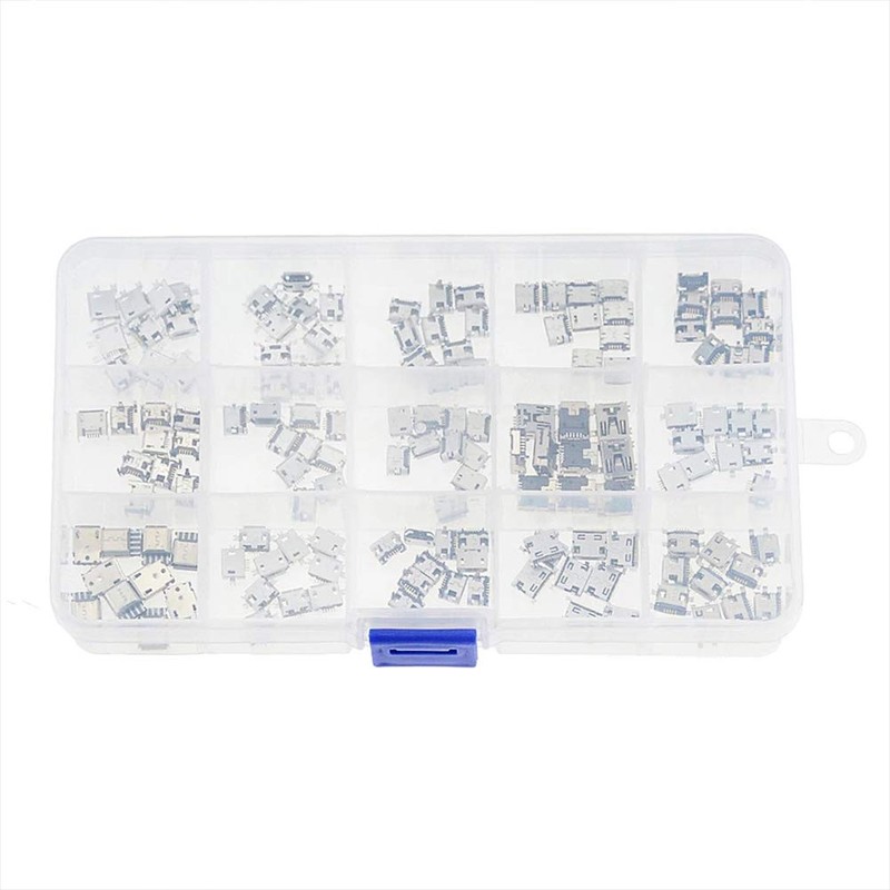 Teansic 150 Pcs 15 Models Micro USB Connector Socket Jack