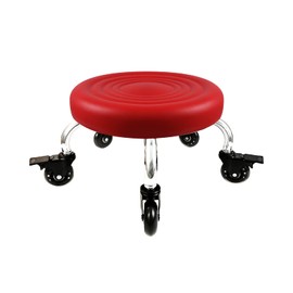 Vapaa taide Rolling Stools with Wheels Heavy Duty 450LB Waterproof PU Leather High Weight Capacity Roller Seat and Crystal Universal Wheels for Men Women Boy Girl Garage Salon Home Office Red