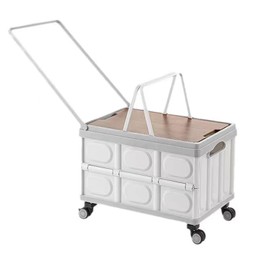 Collapsible Plastic Crate with 4 Wheels Handles 65L Big Capacity Outdoor Storage Box Grocery Cart On Casters Plastic Trunk Organizer for SUV Rolling Cart for School Office Teachers Camping Shopping