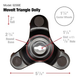 Shepherd Hardware Move-It 9299 6-Inch Steel Tri-Dolly, 200-lb Load Capacity, Black