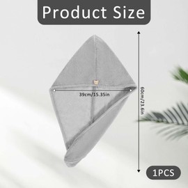 Giantree Microfiber Hair Towels Wrap Women, Twist Hair Towel Microfiber Hair Towel, Hair Wrap Towels Ultra Absorbent Hair Wrap Towel for Curly Hair Women Anti Frizz Hair Accessories for Women(Gray)
