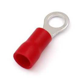 Heschen Ring Terminal Crimp Connectors Vinyl Insulated Wire Electrical Connector RV1.25-4S Stud size #8 for 0.5-1.5mm² (22-16 AWG) Red 100Pack