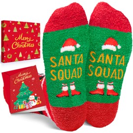HAPPYPOP Christmas Socks Santa Socks for Kids - Holiday Socks for 4-6 Years Old Boys Girls, Xmas Stocking with Greeting Card