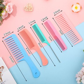 Honeydak 5 Pcs Hair Combs for Women Men, Comb Set for Hair Styling and Detangling, Wide Tooth Comb, Fine Tooth, Rat Tail Comb, Comb Set for Wet Curly Thick Thin Combs Hair Styling