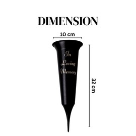 Set of 2 Grave Vases with Spike - Weather‑Resistant Black Memorial Flower Holders for Graveside, Cemetery Vases for Fresh or Artificial Flowers, Durable Plastic with Grid Inserts (In Loving Memory)