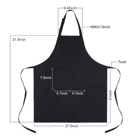ROLOSI Black Chef Custom for Adult, Adjustable Chef Apron & Hat with Pocket for Kictchen, Cooking, BBQ, Chef Outfit for Men and Women