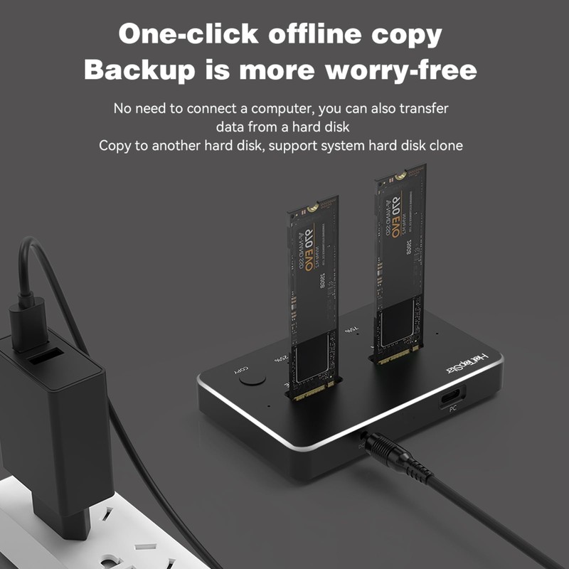 HotTopStar NVMe Clone Docking station, Dual Bay M.2 NVMe Enclosure,