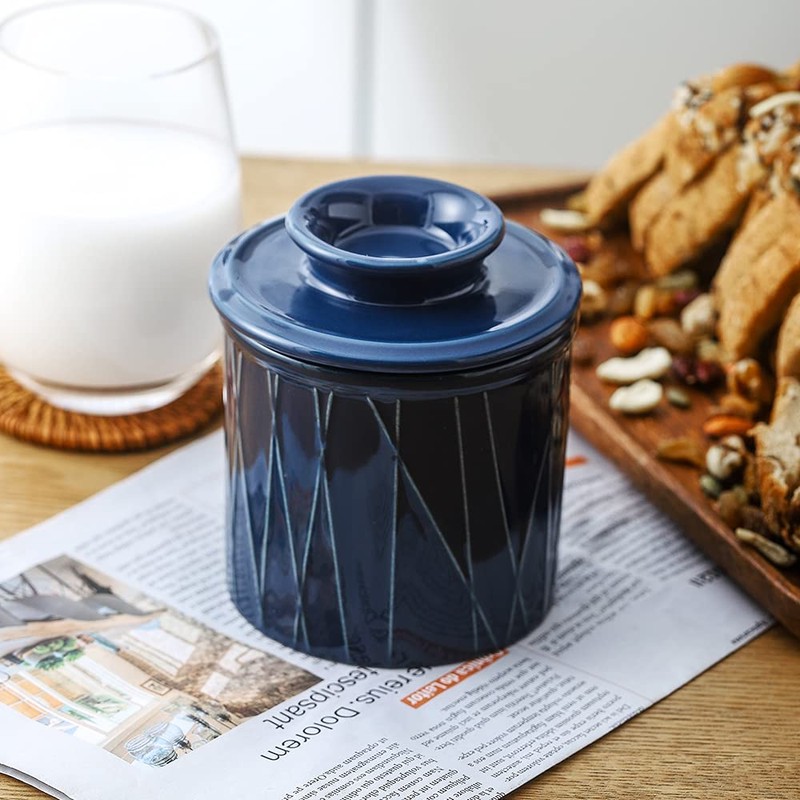 KOOV Porcelain Butter Crock, French Butter Dish, Ceramic Butter Keeper
