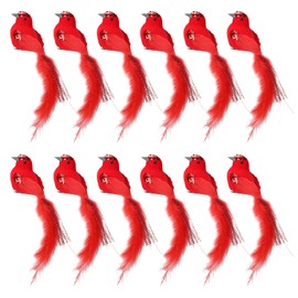 Lalilali 12Pcs Artificial Red Cardinal Birds with Clip Cardinal Ornaments for Christmas Tree Red Feather Bird Ornaments DIY Craft for Wedding Decoration Party Accessories