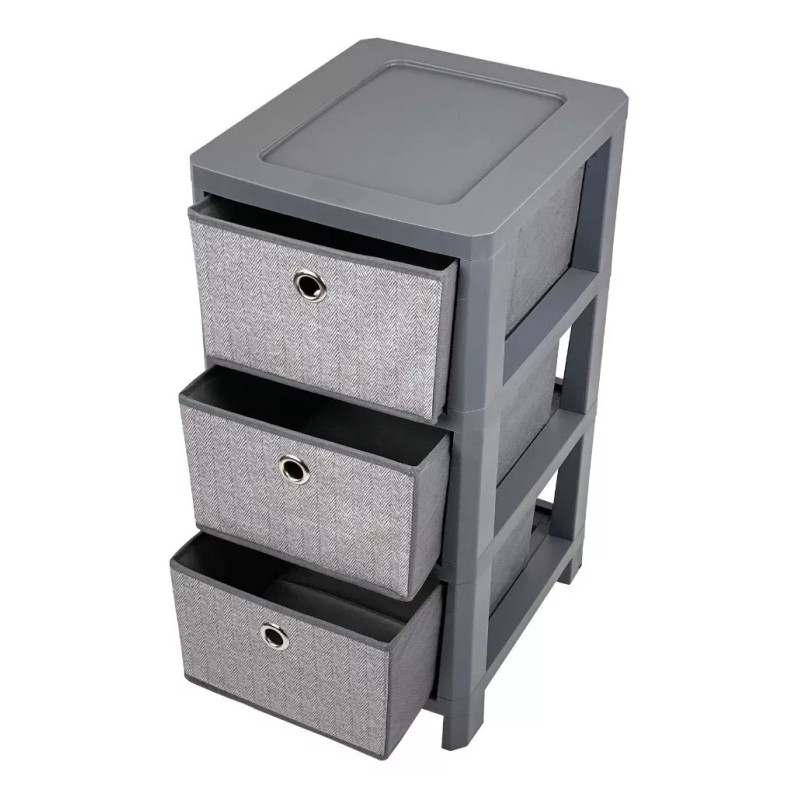 Domo Pak Organizador Cajonera Multiusos Gris 3 Cajones De Tela