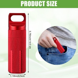 Patelai 4 Pieces Portable Pill Case Waterproof Match Container Pill Bottle Airtight Aluminum Keychain Container Capsule Travel Size Storage Supplements Holder for Outdoor Camping(Classic)
