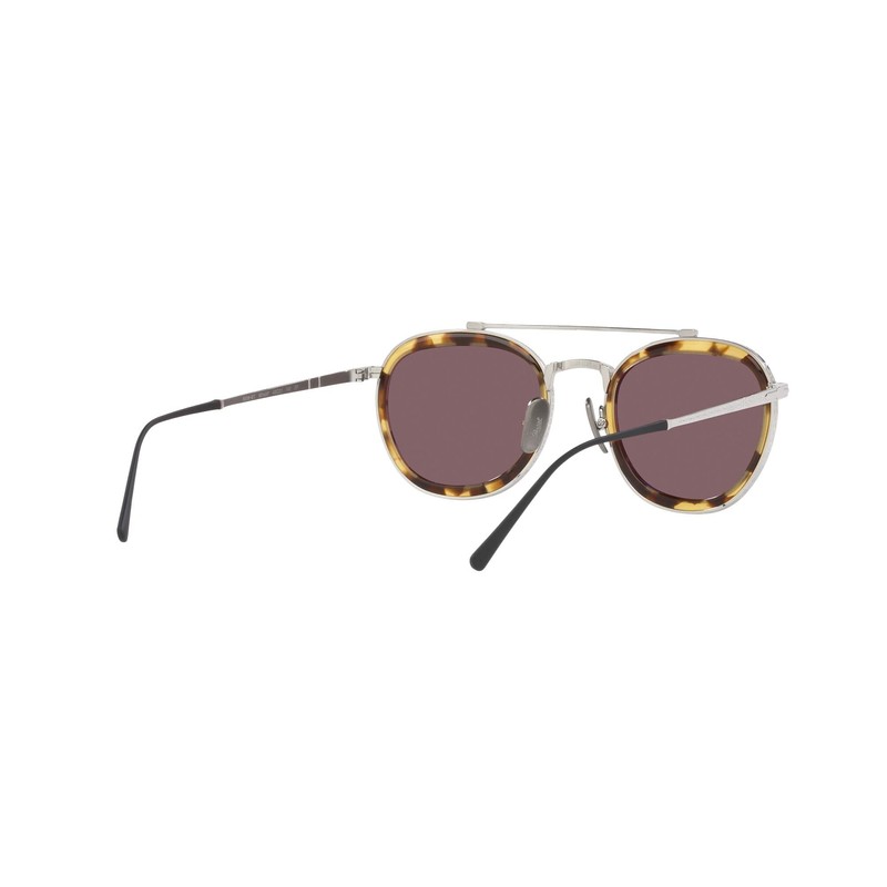 Persol PO5008ST Aviator Sunglasses, Silver/Dark Violet Polarized, 51 mm