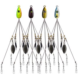 4Pack Premium18g 5 Arm Alabama Rig Head Umbrella Fishing Group Lures Bass Swimming Baits(Multicolor)