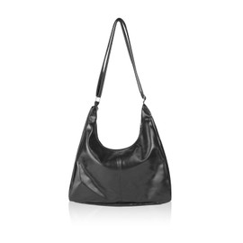 MultiValue Women's Shoulder Bag, Classic Leather Tote Bag with Zip, Women's Evening Bag with Adjustable Shoulder Strap, Handbag for Work, School, Shopping, black