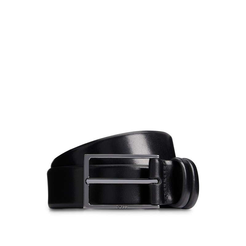 Boss Men's Carmello Belt made of Vegetable-tanned Leather with Metal
