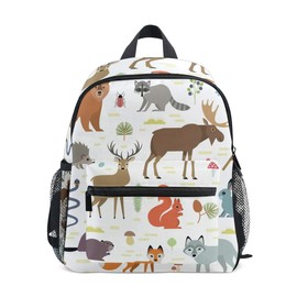 Children's Backpack Forest Animals Nursery Bag for Toddlers Girls Boys, gray, Kids Backpack
