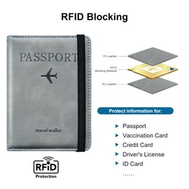 2 Pack Passport Holder，Passport Holder with Card Slots holder，Passport Case,Passport cover for Women and Men，Passport Wallet Travel Essentials and Accessories (Elastic, GREY)