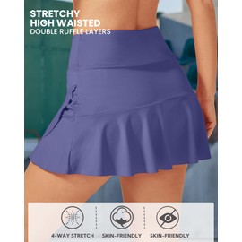 G4Free Golf Skirts for Women with Pockets High Waisted Tennis Skirt Athletic Skorts for Women Workout(Dusky Purple,M)