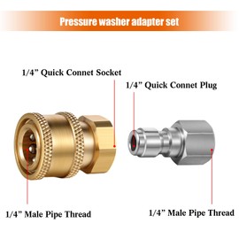 Shimeyao 4 Sets NPT 1/4 Inch Pressure Washer Coupler Quick Connect Plug Male Female 1/4 Quick Connect Fittings Pressure Washer Adapters Accessories(Npt Internal Thread)