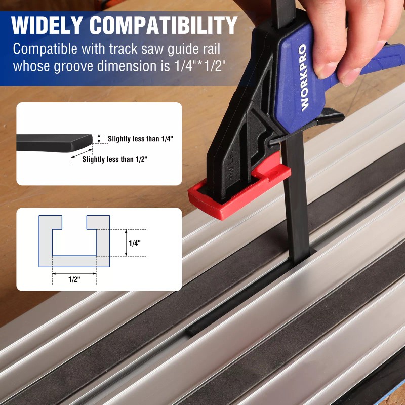 WORKPRO 9" Track Saw Clamps, Quick Release Track Saw Guide