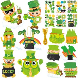 FANCY LAND Make A St. Patrick's Day Stickers St. Patrick Day Craft Kit for Kids Leprechauns Shamrock Owl for Party 30 Pack