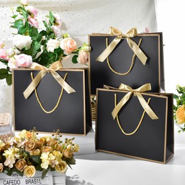 DOYIDE 15 Pcs Thank You Gift Bags with Tissue Paper, 11.8x10x4in Paper Gift Bags with Bow Ribbon, Gift Wrap Bags with Handles for Wedding Birthday Baby Shower Bridesmaid Party