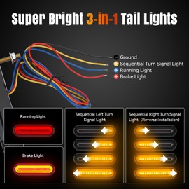 RIDLOG 2 Color LED Trailer Tail Light Bar with 3-in-1 Running Stop Turn Signals Brake Light for Trailer Truck Pickup Offroad RV ATV UTV Bus Van 58PCS Quality 2835 SMD LED for 10V-30V Vehicle (2PCS)