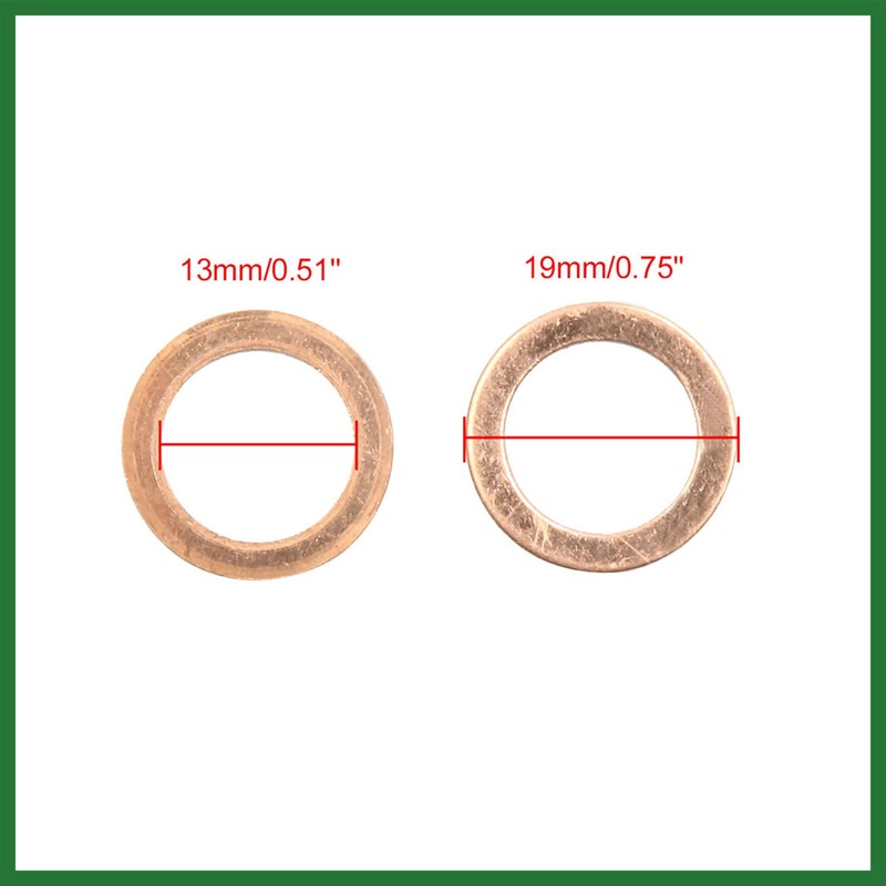 Motoforti 13mm Inner Dia Copper Crush Washers Flat Sealing Gaskets