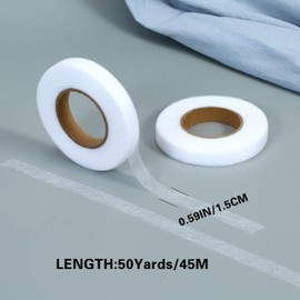 JCKHXG Hemming Tape ，100 Yards 1/2 Inch，2 Rolls Iron On Hem Tape ，Iron on Tape for Hemming, Stitch Witchery Tape Sewing Tape (White,50 Yards Each)