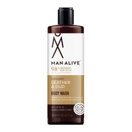 MAN ALIVE MAN ALIVE Shower Gel for men, 500ml mens body wash & face wash contains a masculine scent, Vegan, SLS Free & sulfate free formula. ideal mens grooming gifts for men (Leather & Oud, Single)