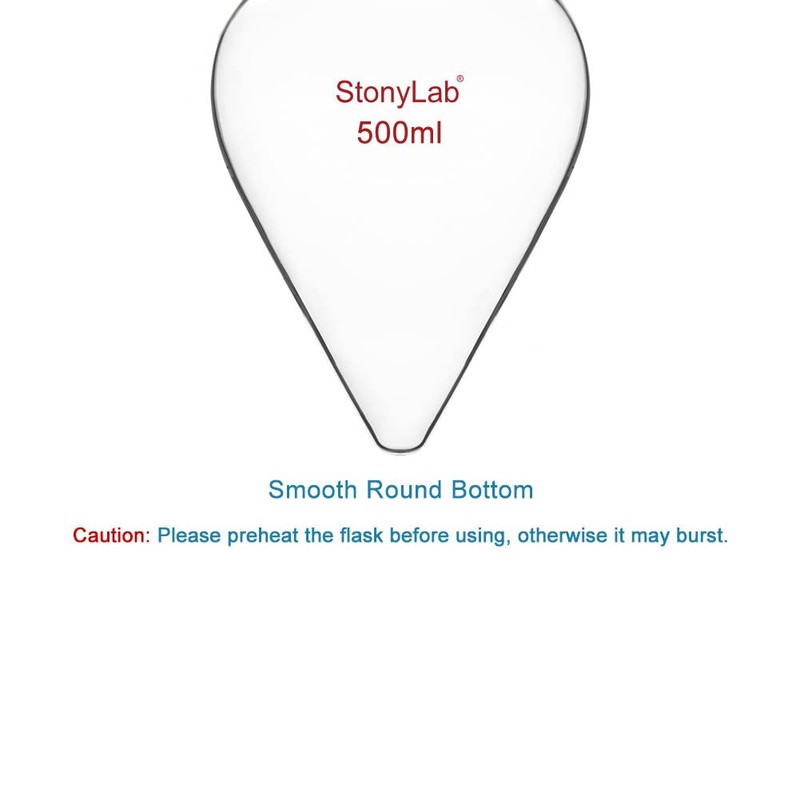 stonylab Recovery Flask, Heavy Wall Single Neck Borosilicate Glass Rotary