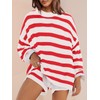 Panadila Womens Shorts Sets 2 Piece Fall Outfits Striped Sweater