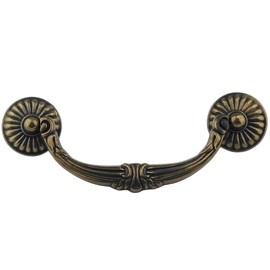 MuDuJia 4-Pack 4.5" C-C Vintage Look Antique Bronze Bail Drawer Pull Drop Swing Handles Dresser Pulls Cabinet Knob Vintage Style 114 mm 4 1/2" Centers (4, Antique Bronze)