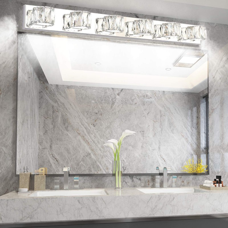 Aipsun 6 Lights 41in Crystal Vanity Lights Over Mirror Long