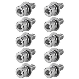 sourcing map M4 x 10mm Stainless Steel Hex Socket Head Cap Screws Bolts Combine with Spring Washer and Plain Washers 10pcs