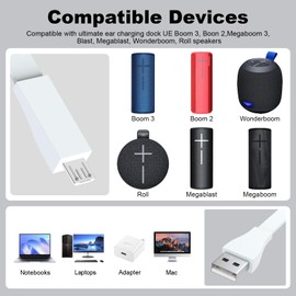 Toxaoii USB Charge Cable Cord Wire Compatible with Ultimate Ears Power Up Charging Dock, UE Boom 3, Boom 2, Megaboom 3, Blast, Megablast, Wonderboom, Roll Speakers 3.9 FT (White)