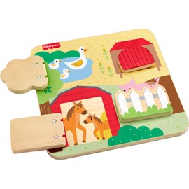 Fisher-Price Juguete para Bebés Tablero Animalitos de Madera para bebés de 1 año en adelante