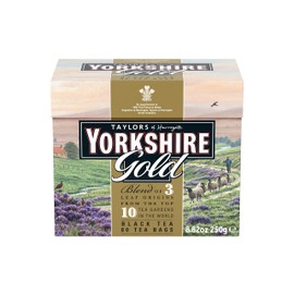 Yorkshire Tea, Gold, Pillow Tea Bags, 80 Count (Pack of 5), Premium Blend, Rich, Smooth, and Satisfying, Classic British Breakfast Blend, Caffeinated, Enjoy Hot or Iced, 80 Teabags