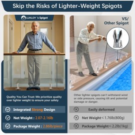 LukLoy 1 Pack 316 Stainless Steel Glass Railing Spigot 960g Heavy Duty Glass Railing Post Clamps for Home Garden Stairs Balustrade Balcony