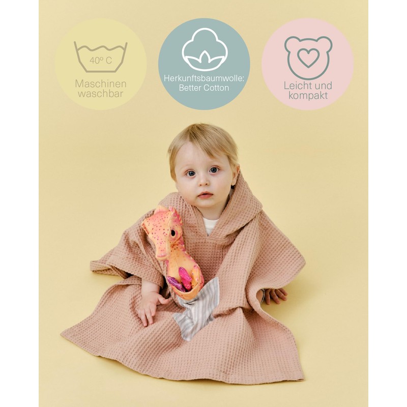 molis&co. Bath Poncho for Children Aged 3-4 Years Stripes. Hooded